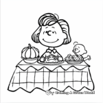 Sally and Charlie Brown in Thanksgiving Scenes Coloring Pages 3