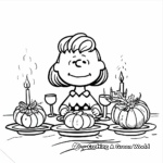 Sally and Charlie Brown in Thanksgiving Scenes Coloring Pages 4