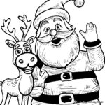 Santa Claus and His Reindeer Team Coloring Pages 2