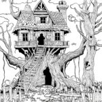 Scary Haunted Tree House Coloring Sheets 2