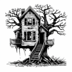 Scary Haunted Tree House Coloring Sheets 4