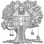 Seasonal Fall Tree House Coloring Pages 4