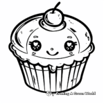 Páginas para colorear de cupcakes kawaii sencillos 2