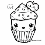 Páginas para colorear de cupcakes kawaii sencillos 3