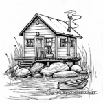 Simple Lakeside Cabin Coloring Pages for Children 1