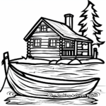Simple Lakeside Cabin Coloring Pages for Children 2