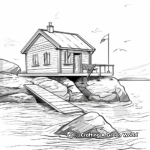 Simple Lakeside Cabin Coloring Pages for Children 3