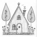 Simple Lakeside Cabin Coloring Pages for Children 4