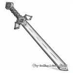Simple Minecraft Iron Sword Coloring Pages for Children 4