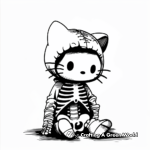 Skeleton Costume Hello Kitty Coloring Pages 3
