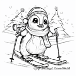 Skiing Christmas Penguin Coloring Pages 1