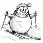 Skiing Christmas Penguin Coloring Pages 2