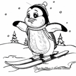 Skiing Christmas Penguin Coloring Pages 3