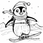 Skiing Christmas Penguin Coloring Pages 4