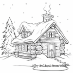 Snow-Covered Log Cabin Coloring Pages 1