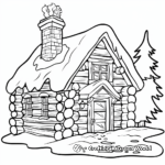 Snow-Covered Log Cabin Coloring Pages 2