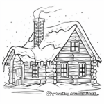 Snow-Covered Log Cabin Coloring Pages 3