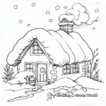 Snow-Covered Winter Cottage Coloring Pages 1