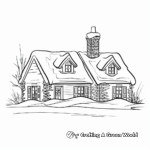 Snow-Covered Winter Cottage Coloring Pages 2