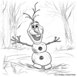 Soft Pastel Winter Scene with Olaf Coloring Pages 4