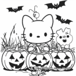 Spooky Halloween Hello Kitty Coloring Pages 2