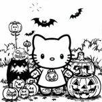 Spooky Halloween Hello Kitty Coloring Pages 3