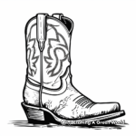 Square Toe Cowboy Boot Coloring Pages 2