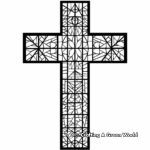 Stained Glass Style Easter Cross Coloring Pages 1