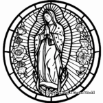 Stained Glass Style Virgen de Guadalupe Coloring Pages 2