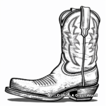 Stylish Cowboy Boot Coloring Pages for Adults 3