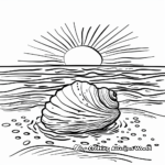 Sunset Scenery: Seashell In The Sand Coloring Pages 1