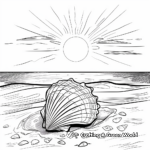 Sunset Scenery: Seashell In The Sand Coloring Pages 2