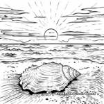 Sunset Scenery: Seashell In The Sand Coloring Pages 3