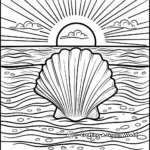 Sunset Scenery: Seashell In The Sand Coloring Pages 4