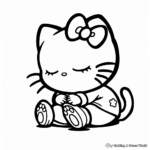 Sweet Baby Hello Kitty Sleeping Coloring Pages 2