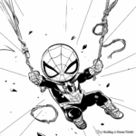 Swinging Little Spiderman Coloring Pages 3