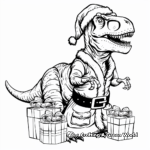 T-Rex in a Santa Coat Delivering Presents Coloring Pages 2