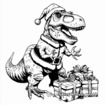 T-Rex in a Santa Coat Delivering Presents Coloring Pages 3