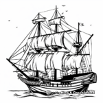 Thanksgiving Mayflower Ship Coloring Pages 1