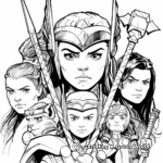 Thor's Friends Lady Sif and The Warriors Three Coloring Pages 2