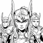 Thor's Friends Lady Sif and The Warriors Three Coloring Pages 4