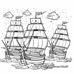 Three Ships of Columbus Day Coloring Pages 3