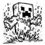 Thrilling Ghast Minecraft Logo Coloring Pages 2