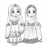 Traditional Eid Outfits Coloring Pages 1