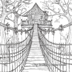 Tree House with Rope Bridge Adult Coloring Pages 3