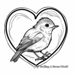 Valentine's Day Bird in Heart Coloring Pages 1
