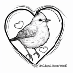 Valentine's Day Bird in Heart Coloring Pages 2