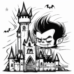 Vampire in a Castle: Night-Scene Coloring Pages 2