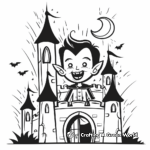 Vampire in a Castle: Night-Scene Coloring Pages 3
