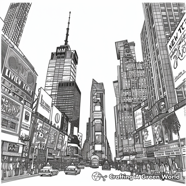 Vibrant Times Square Coloring Pages 1